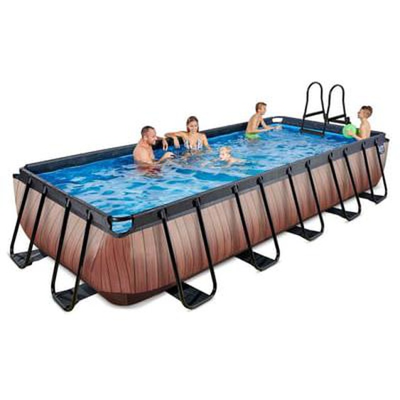 Piscine hors sol grise 540 x 250 x 100 cm avec pompe filtrante