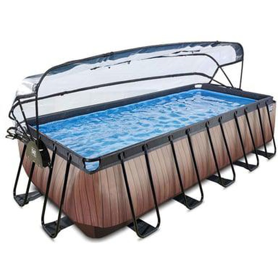 Piscine hors sol grise 540x250x122 cm + dôme et pompe à chaleur