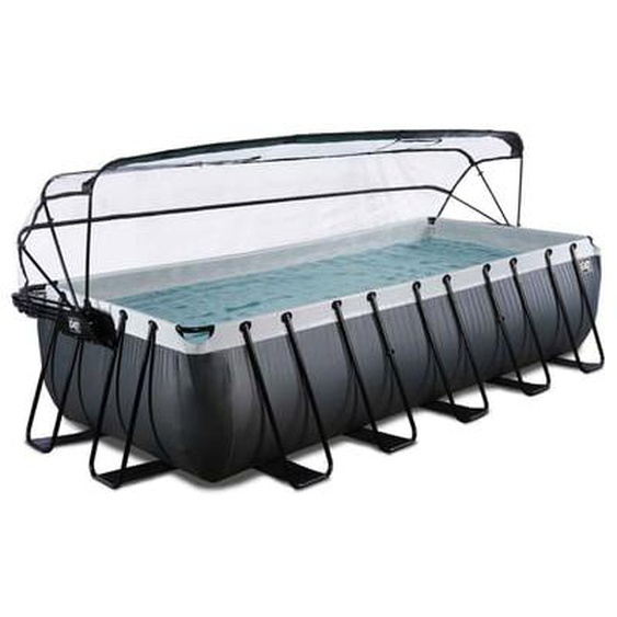 Piscine hors sol grise 540x250x122 cm + dôme et pompe à chaleur