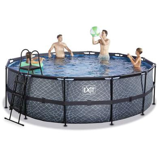 Piscine hors sol ronde grise 450x122cm avec pompe filtrante sable