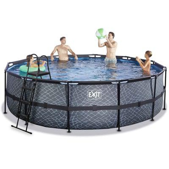 Piscine hors sol tubulaire ronde grise 488x122cm +pompe filtrante