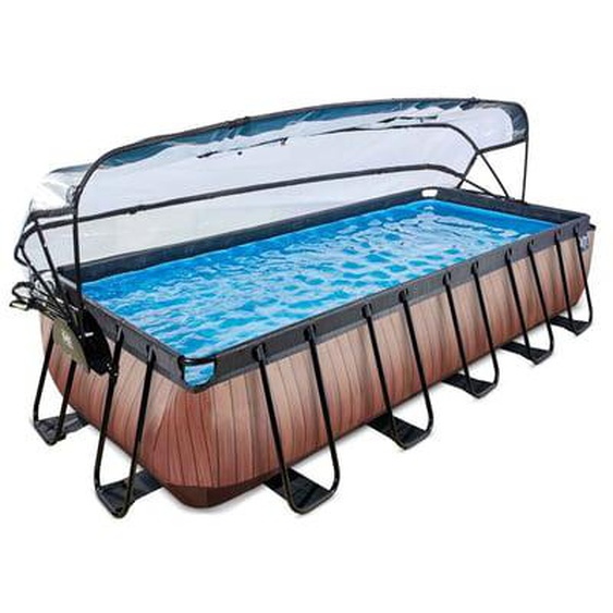 Piscine marron 540x250x100 cm avec dôme et pompe filtrante sable