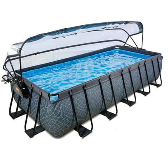 Piscine marron 540x250x100 cm avec dôme et pompe filtrante sable