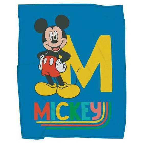 Plaid Polaire Imprimé - Disney - Mickey Good Day - Taille : 125x150 Cm - Bleu - Synthétique - Lavable À 30° Bleu