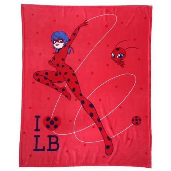 Plaid Polaire Imprimé - Miraculous - Ladybug Jump - Rouge - 125x150 Cm - Polyester Rouge