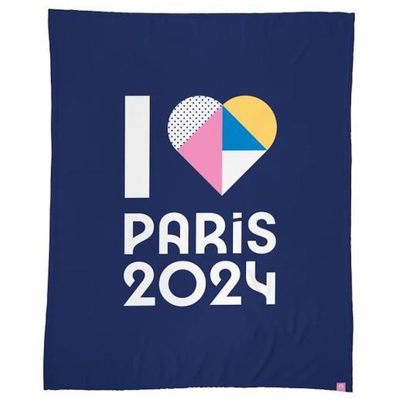 Plaid Polaire Imprimé, Paris 2024 Jo Oly Coeur Bleu