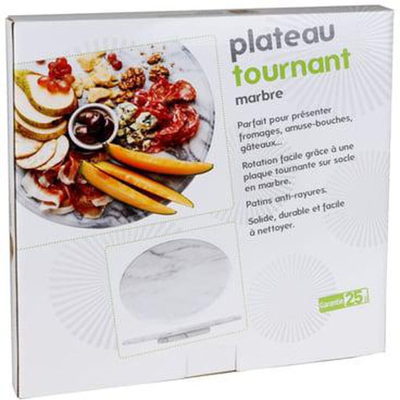 Plateau tournant en marbre blanc Ø30 cm