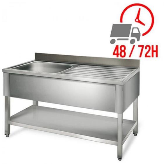 Plonge inox 1 bac - 1000 x 600 mm égouttoir droite / GOLDINOX -- LIVRAISON OFFERTE SOUS 48/72 HEURES EN FRANCE METROPOLITAINE