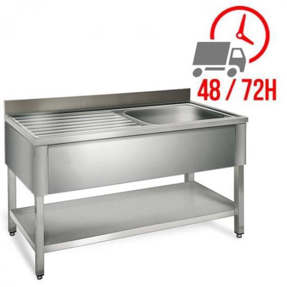 Plonge inox 1 bac - 1000 x 700 mm égouttoir gauche / GOLDINOX -- LIVRAISON OFFERTE SOUS 48/72 HEURES EN FRANCE METROPOLITAINE