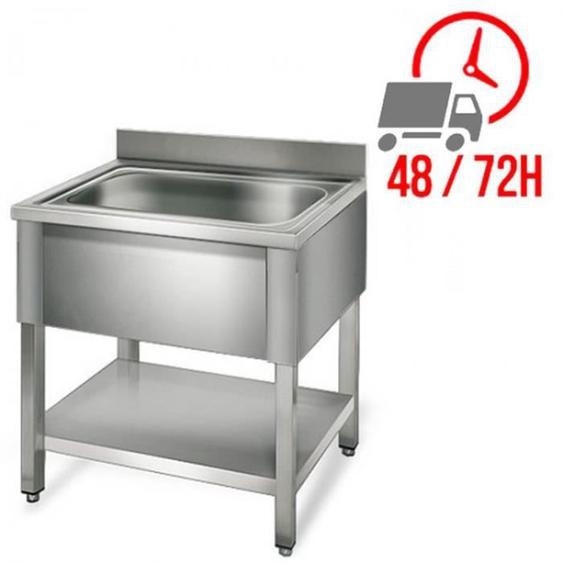 Plonge inox 1 bac - 600 x 700 mm / GOLDINOX - LIVRAISON OFFERTE SOUS 48/72 HEURES EN FRANCE METROPOLITAINE