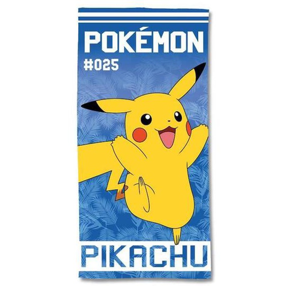 Pokemon - Serviette De Plage Pokémon Pikachu 0025 75x150 Cm - 100% Coton - 300 Gsm - Bleu Bleu