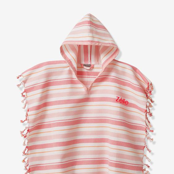 Poncho enfant fouta rayé personnalisable rayé rose