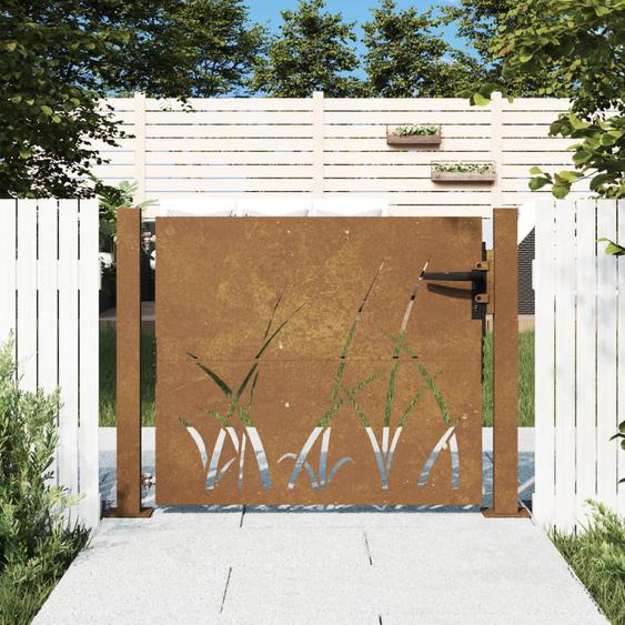 Portail de jardin 105x105 cm acier corten conception dherbe