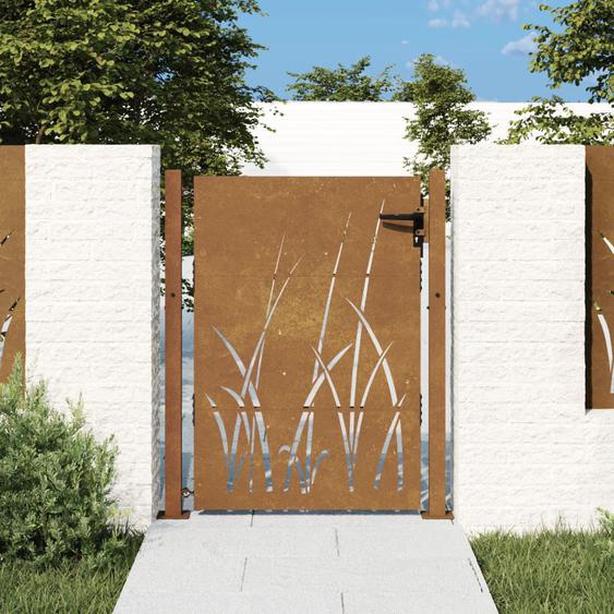 Portail de jardin 105x130 cm acier corten conception dherbe