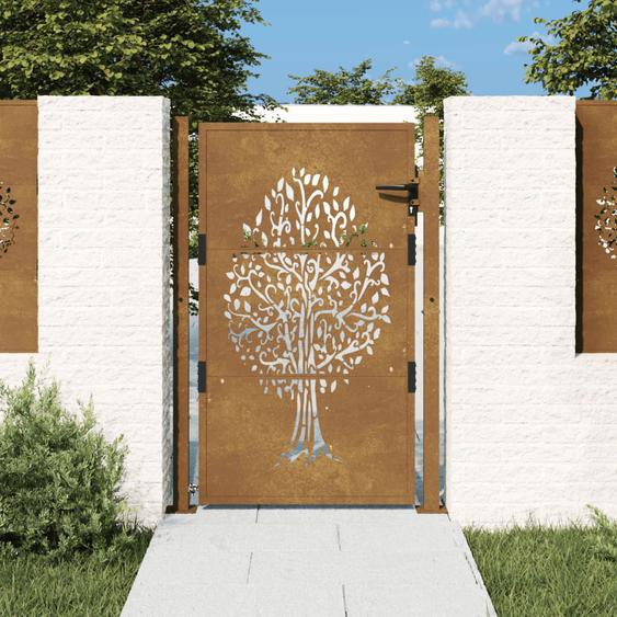 Portail de jardin 105x155 cm acier corten conception de larbre