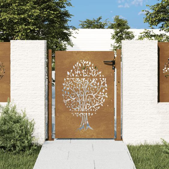 Portail de jardin 105x155 cm acier corten conception de larbre