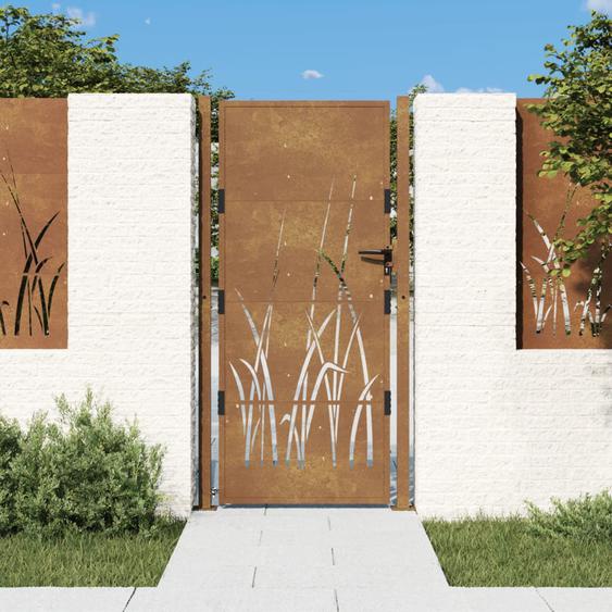 Portail de jardin 105x180 cm acier corten conception dherbe