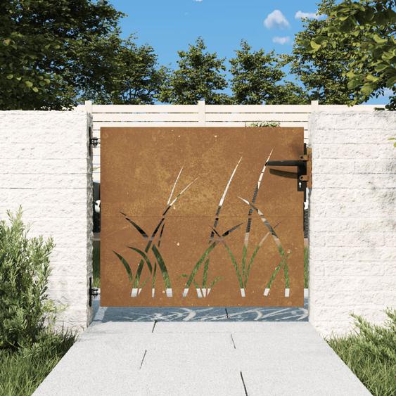 Portail de jardin 85x100 cm acier corten conception dherbe