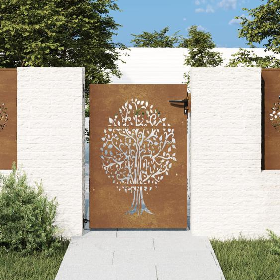 Portail de jardin 85x125 cm acier corten conception de larbre