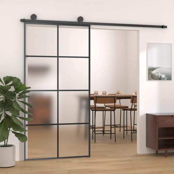 Porte coulissante Aluminium et verre ESG 102,5x205 cm Noir