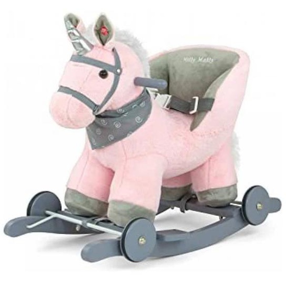 Porteur Cheval Polly Rose - Milly Mally - 4 Roues - Peluche - 18 Mois À 3 Ans Rose