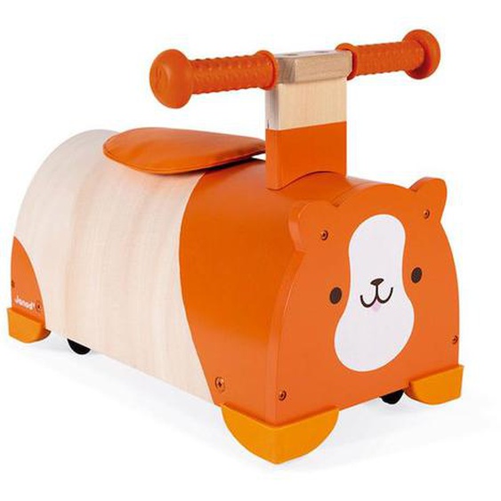 Porteur Hamster En Bois Janod - Roues Multidirectionnelles - Coffre Intégré - Dès 12 Mois Orange