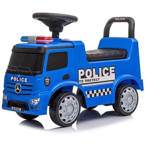 Porteur Mercedes Antos Police Truck Pour Enfant - Milly Mally - Bleu - Jouet En Plastique Avec 4 Roues Bleu