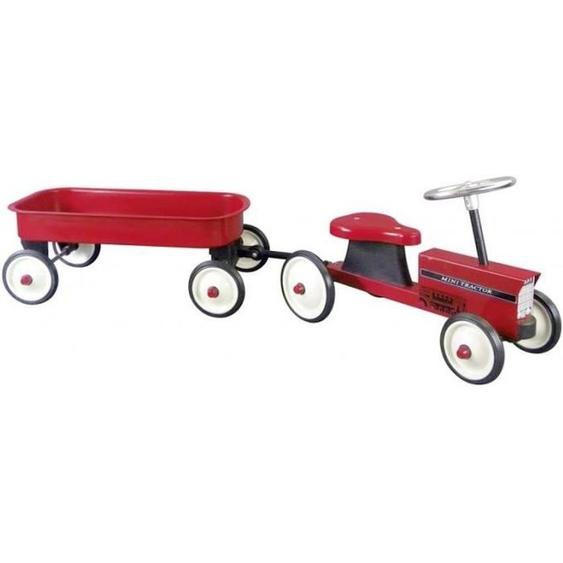 Porteur Tracteur Avec Remorque Amovible - Goki - Pneus En Caoutchouc - L122cm - Métal Et Plastique Rouge