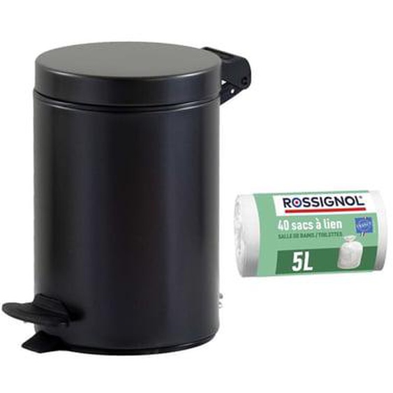 Poubelle de salle de bain à pédale 3L et 40 sacs poubelle 5L - CYJEU ROSSIGNOL