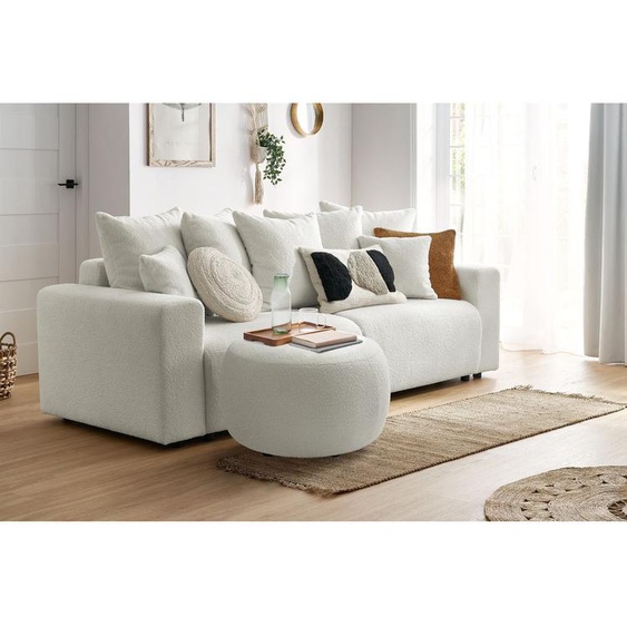 Bobochic - Pouf ENVY rond tissu bouclette doux