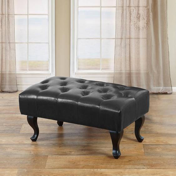 Pouf / Ottoman De Luxe Lounge Chesterfield Similicuir   Pieds Antiques, Noir