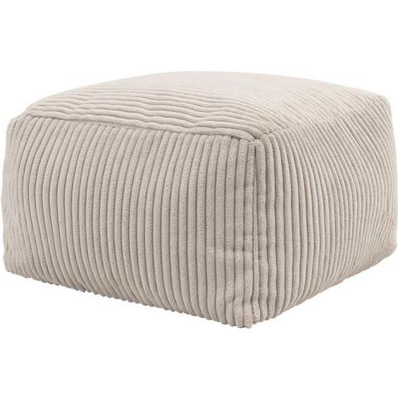 Pouf Repose-Pieds Carré en Velours Côtelé Theo - ICON - Beige - Tissu - Garantie 2 ans