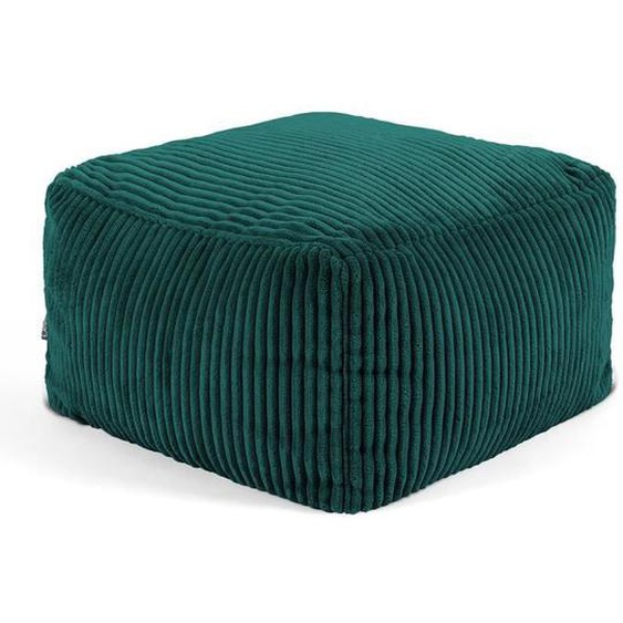 Pouf Repose-Pieds Carré en Velours Côtelé Theo - ICON - Bleu Sarcelle - Tissu Haut de Gamme