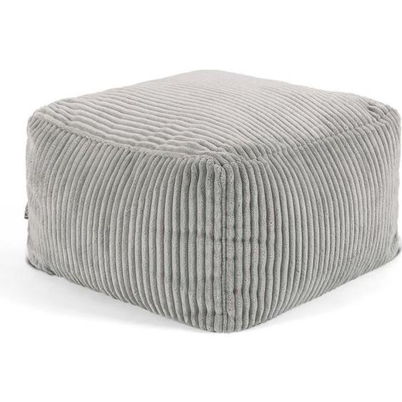 Pouf Repose-Pieds Carré en Velours Côtelé Theo - ICON - Gris Clair - Adulte - Tissu