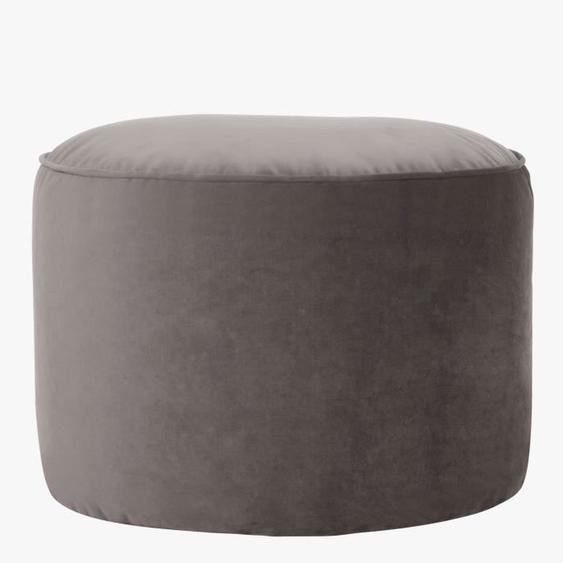 Pouf Repose-Pieds Rond en Velours Milano - ICON - Gris Anthracite - Salon - Contemporain - Design