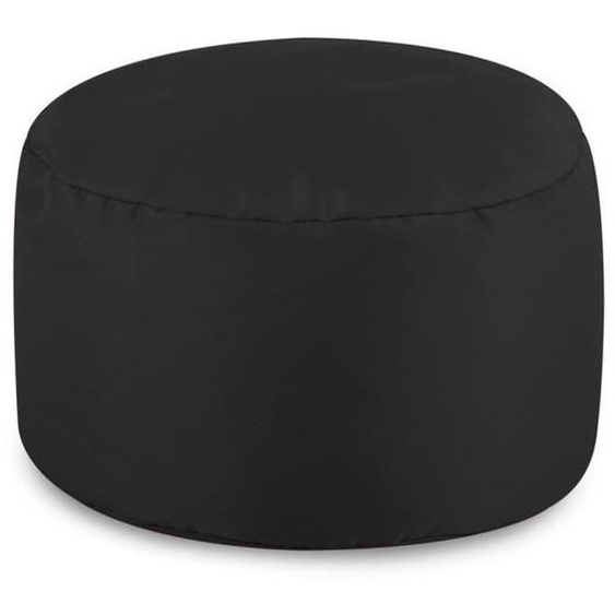 Pouf Rond Repose-Pieds - BEAN BAG BAZAAR - Veeva - Tissu résistant à leau - Noir - 38cm x 20cm