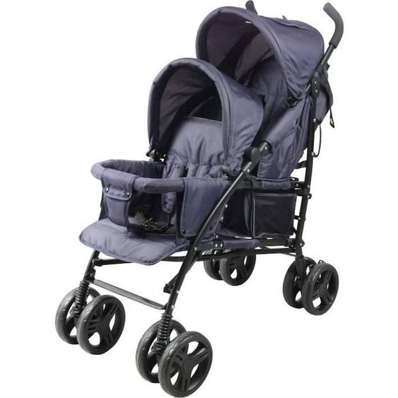 Poussette Canne Double Bambisol - 6-36 Mois Pour Le Siège Avant (max 15 Kg) Et De 0-36 Mois (max 15 Kg) Pour Le Siège Arrière Bleu