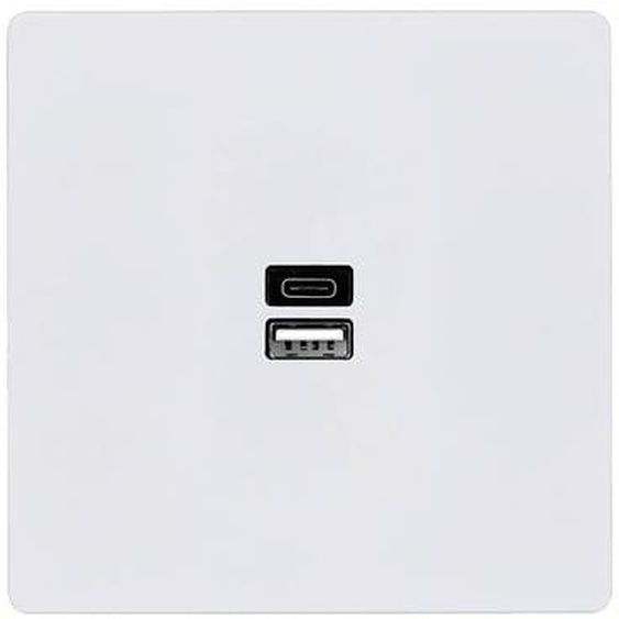 Prise de chargeur double port USB A+C - Collection M - Blanc