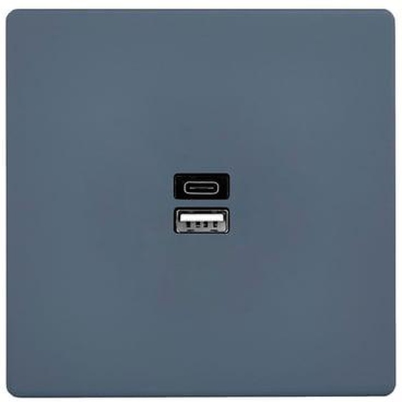 Prise de chargeur double port USB A+C - Collection M - Bleu gris