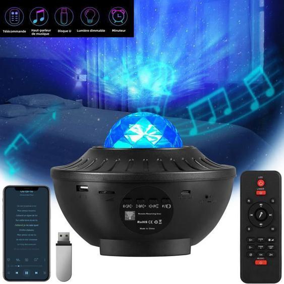 Projecteur Ciel Etoile Veilleuse LED Lampe Galaxie avec 32 Modes Rechargeable Luminosité Réglable Bluetooth et Télécommande, Noir