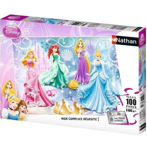 Puzzle 100 Pièces - Princesses Étincelantes - Disney Princesses - Trieurs De Pièces - Nathan Multicolore