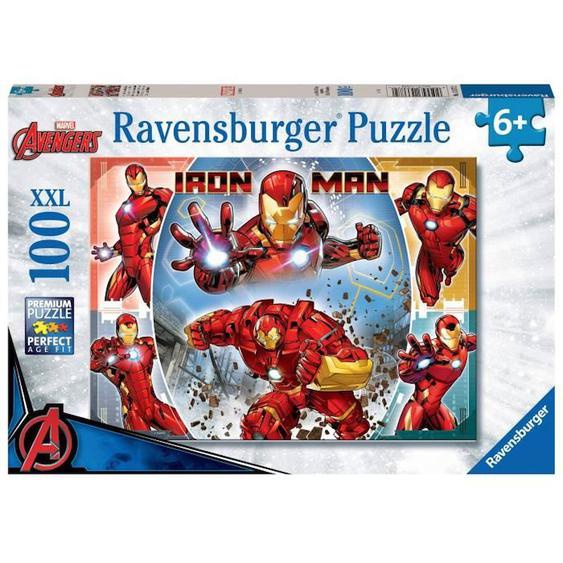 Puzzle 100 Pièces Xxl, Le Puissant Iron Man / Marvel Avengers, 00013377, A Partir De 6 Ans, Ravensburger, Marvel Heros Bleu