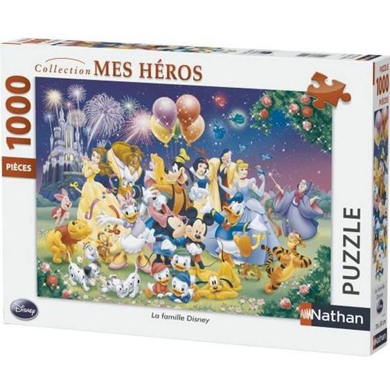 Puzzle 1000 Pièces - La Famille Disney - Marque Nathan - Thème Dessins Animés Et Bd - Mixte - A Partir De 13 Ans Vert