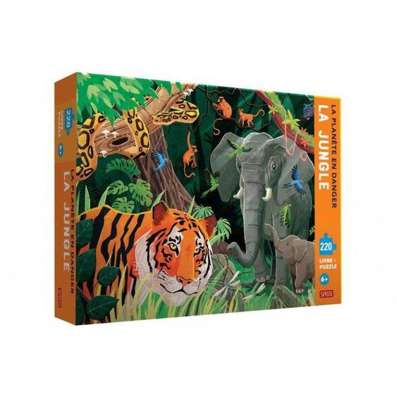 Puzzle 220 Pièces Et Livre La Planète En Danger - Jungle - Marque Sassi - Mixte - A Partir De 7 Ans Orange