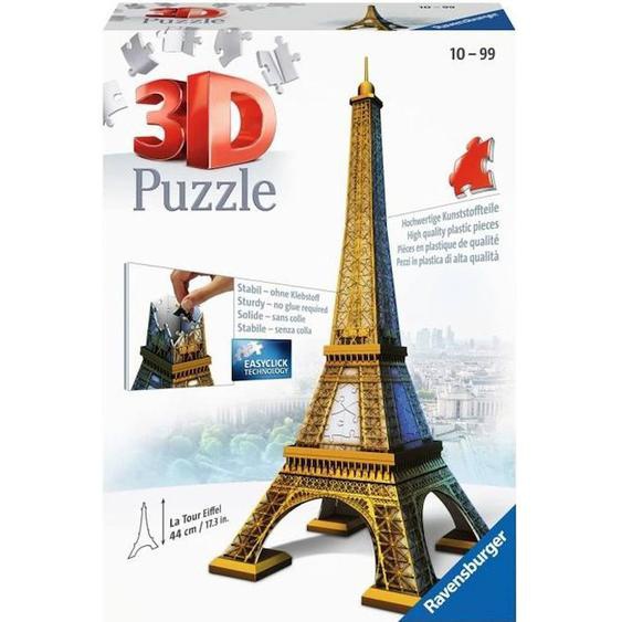 Puzzle 3d Tour Eiffel - Ravensburger - 216 Pièces - Sans Colle - Architecture Et Monument Bleu