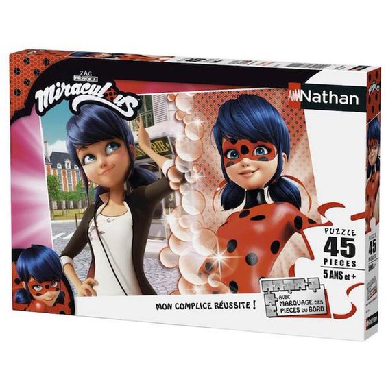 Puzzle 45 Pièces - Nathan - Marinette Vs Lady Bug - Dessins Animés Et Bd - Fille - A Partir De 3 Ans Noir