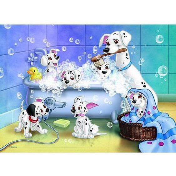 Puzzle 60 P - Nathan - Les 101 Dalmatiens - Blanc - Disney - Scène De Vie Bleu