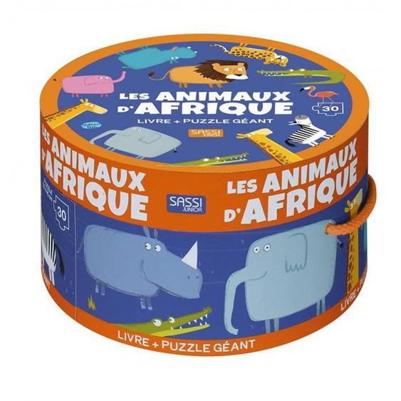 Puzzle Animaux Dafrique - Sassi Junior - 30 Pièces - Livre Éducatif Jaune