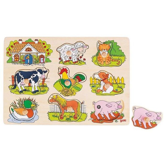 Puzzle Animaux De La Ferme - Goki - Moins De 100 Pièces - Bébé - A Partir De 12 Mois Beige