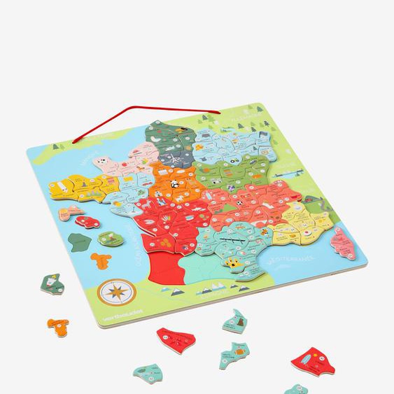 Puzzle de la France magnétique en bois FSC® multicolore